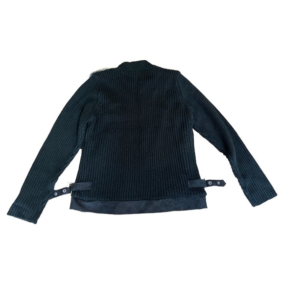 Carducci Womens Zip Up Jacket Size Small Black With Buckles Fuzzy - Picture 9 of 9